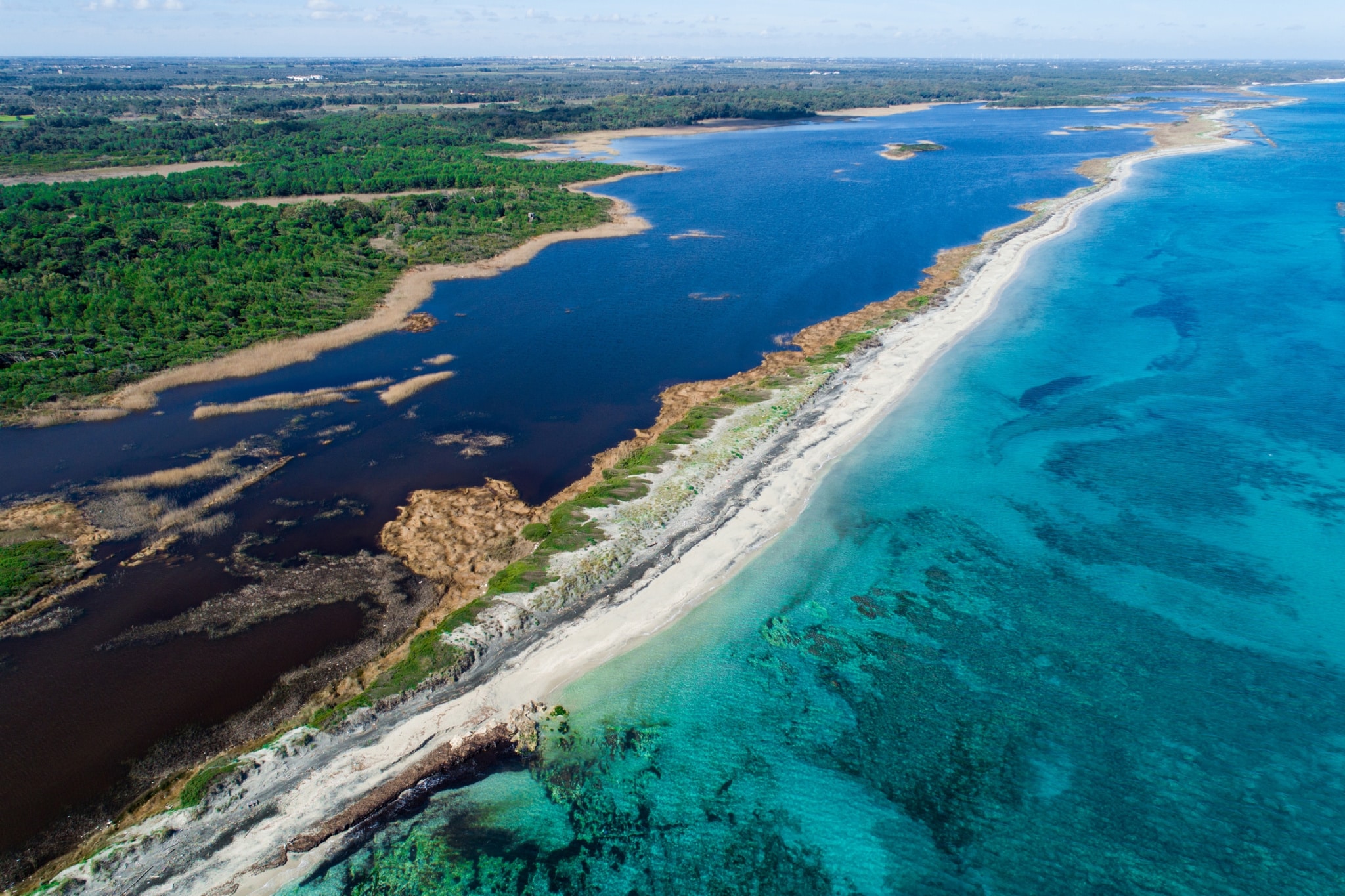 Riserva Naturale le Cesine nel Salento vista dall'alto